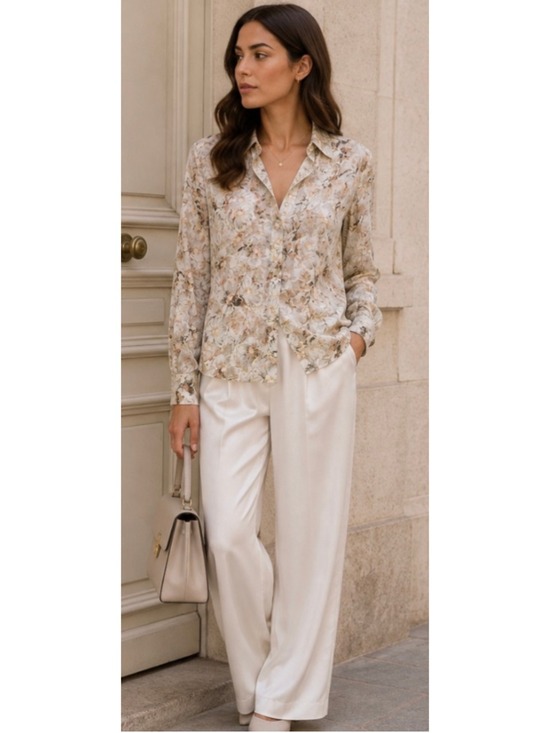 Chloé Tops - Chloé Floral Button Down Shirt, Size S, 36/4 Beige and White Floral New!